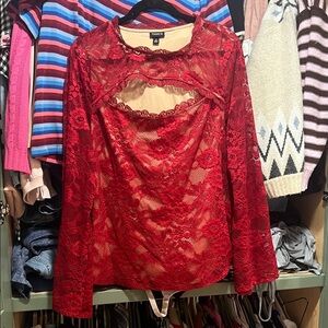 Torrid Red Lace Cut-Out Top